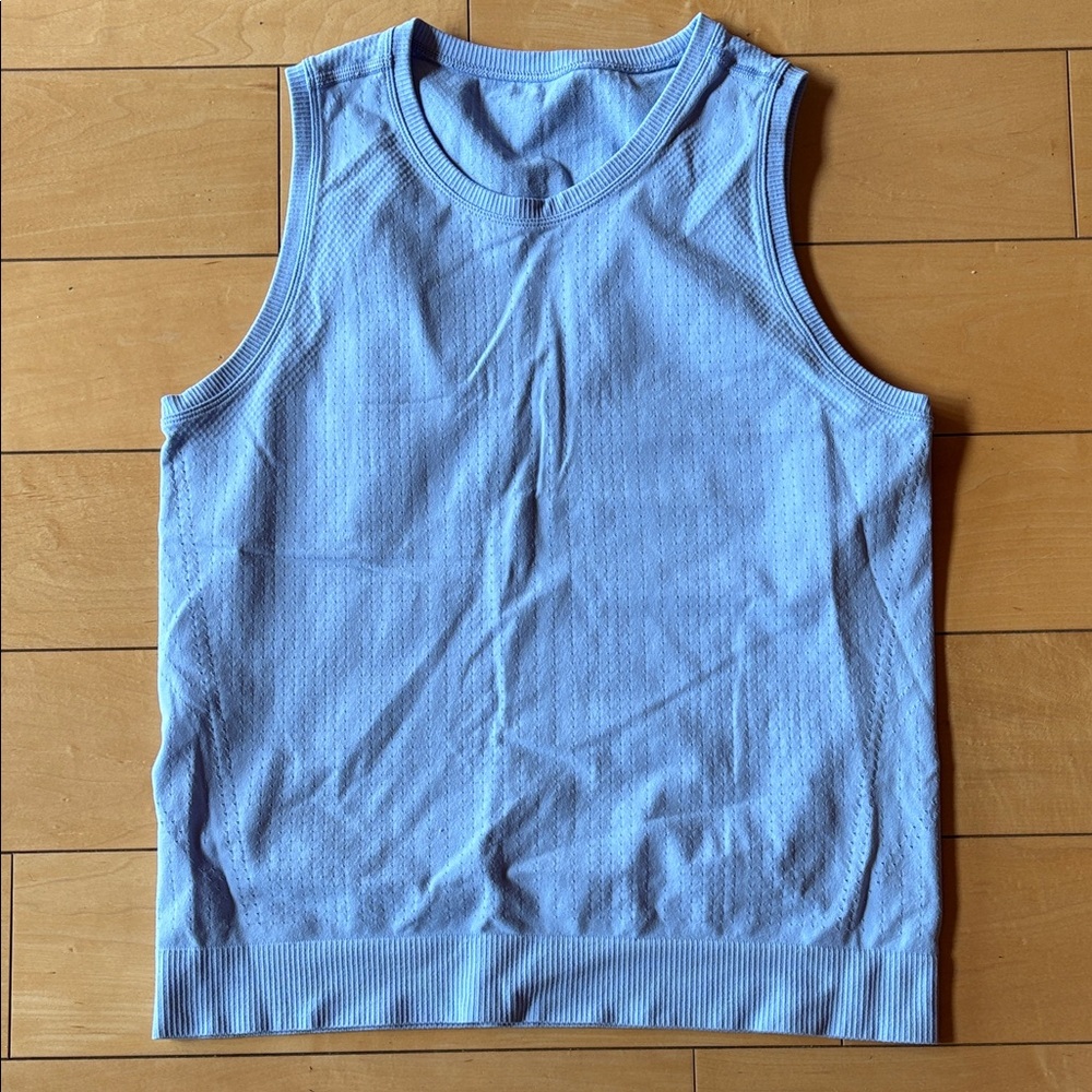 Athleta Light Blue Sleeveless Knit Tank Top